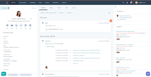 hubspot interface